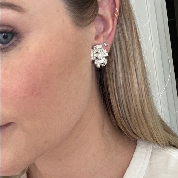 Crystal Clip on Flower Earrings - Picture 7 of 8